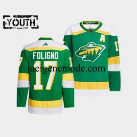 Kinder Minnesota Wild Eishockey Trikot Marcus Foligno 17 Adidas 2022-2023 Reverse Retro Grün Authentic